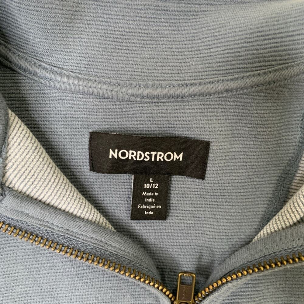 Nordstrom Sweater Boys L Large 10/12 Blue Mirage 1/4 Zip Stretch Cotton Pullover - Picture 6 of 11